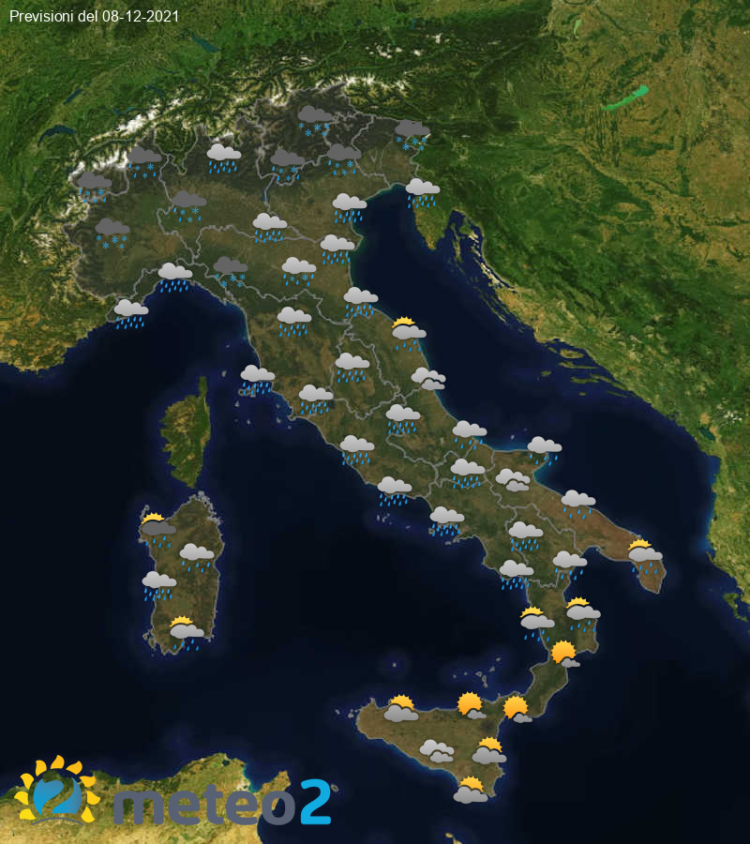 Previsioni del tempo per domani 08-12-2021