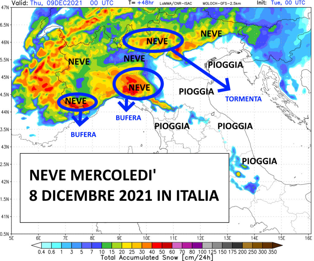 Meteo, previsioni 8 dicembre 2021