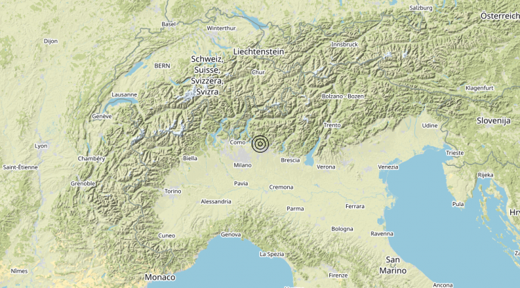 Terremoto 2 km E Bonate Sotto (BG) – Magnitudo (ML) 4.4