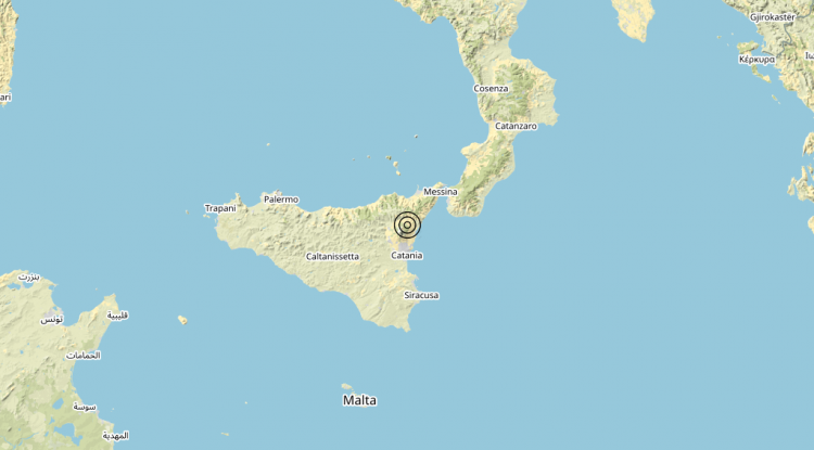 Terremoto 1 km S Milo (CT) – Magnitudo (ML) 3.6