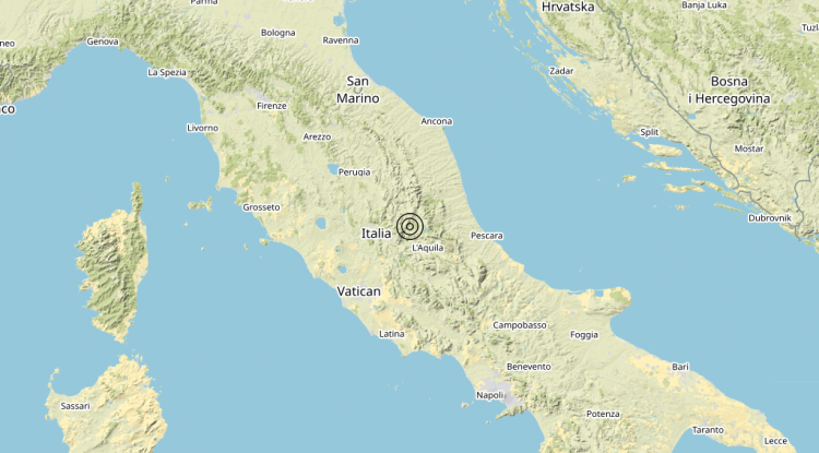 Terremoto 5 km W Cagnano Amiterno (AQ) – Magnitudo (ML) 3.3