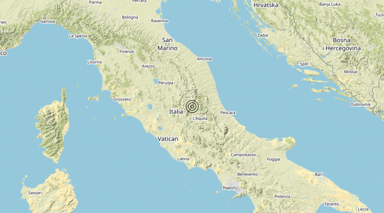 Terremoto 4 km NW Cagnano Amiterno (AQ) – Magnitudo (ML) 3.4