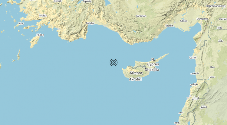 Terremoto Cyprus region [Sea: Cyprus] – Magnitudo (ML) 6.5