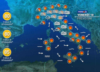 Meteo: oggi venerdì valori primaverili