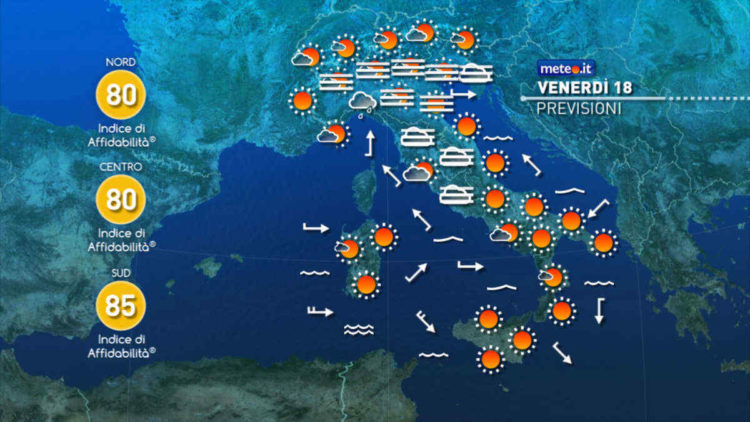 Meteo: oggi venerdì valori primaverili Meteo: oggi venerdì valori primaverili
