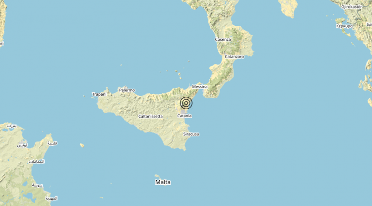 Terremoto 2 km E Santa Venerina (CT) – Magnitudo (ML) 3.3