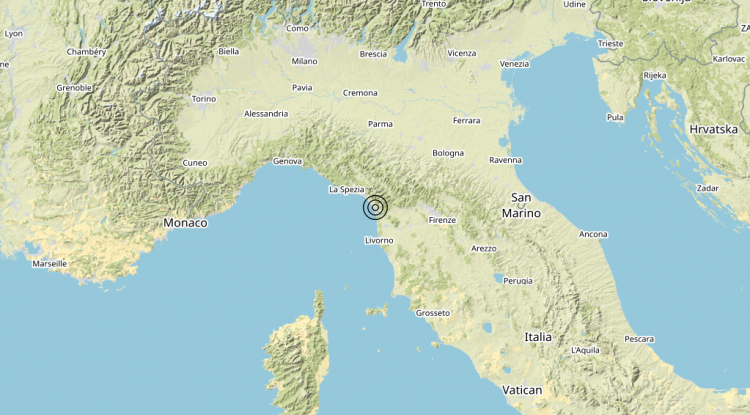 Terremoto 8 km S Viareggio (LU) – Magnitudo (ML) 3.8