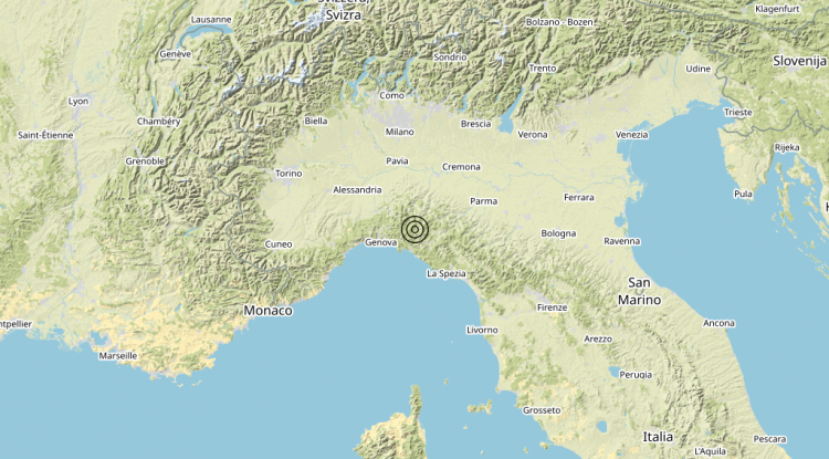 Terremoto 2 km E Borzonasca (GE) – Magnitudo (ML) 3.4