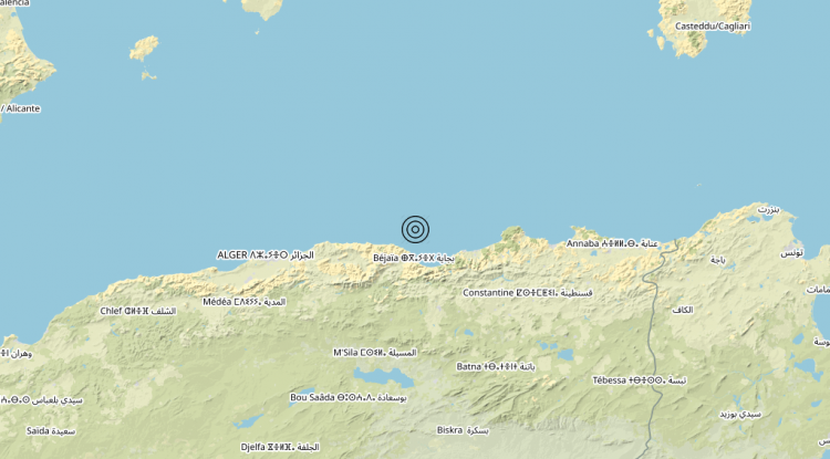 Terremoto Northern Algeria [Sea: Algeria] – Magnitudo (ML) 5.1
