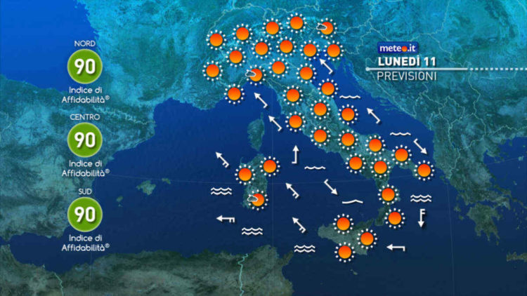 Meteo: oggi 11 aprile 2022