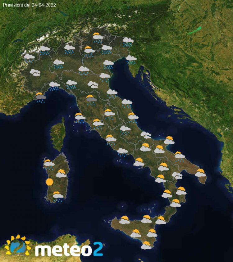 Meteo di domani: previsioni del tempo in Italia per il giorno 24-04-2022