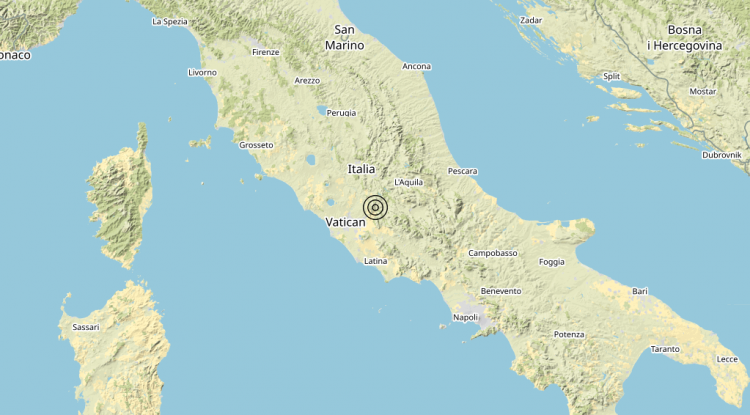 Terremoto 2 km SW Ciciliano (RM) – Magnitudo (ML) 3.4