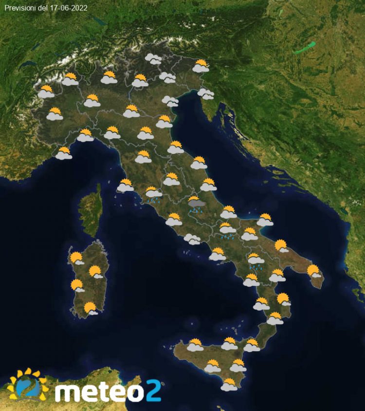 Meteo di domani: previsioni del tempo in Italia per il giorno 17-06-2022