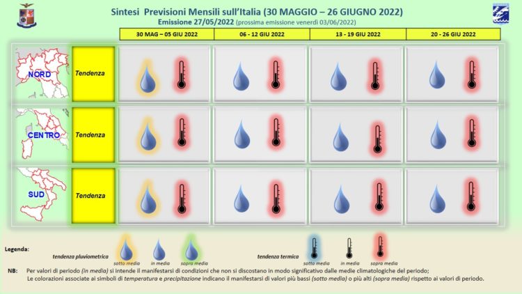 Meteoam: previsioni a 30 giorni, Giugno 2022