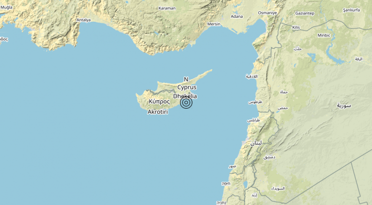 Terremoto Cyprus region [Sea: Cyprus] – Magnitudo 5.2