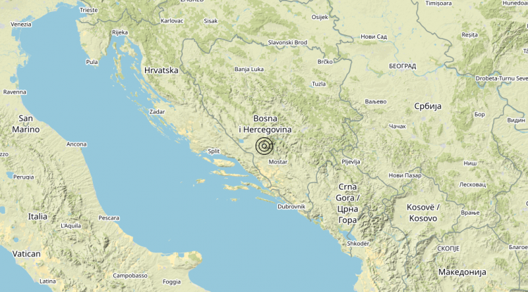 Terremoto Bosnia and Herz. [Land] – Magnitudo 4.8
