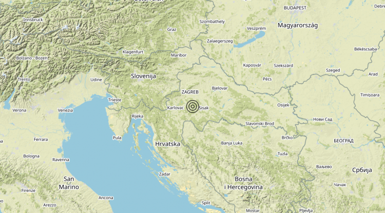 Terremoto Croatia [Land] – Magnitudo 3.9