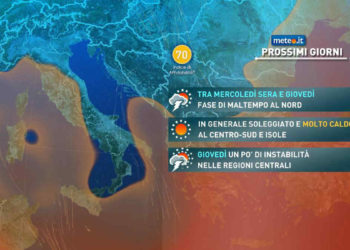 Meteo: 17-19 Agosto 2022 fino a 42 gradi al sud. Grandine AL NORD?