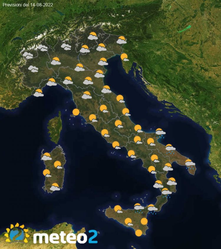 Meteo di domani: previsioni del tempo in Italia per il giorno 14-08-2022
