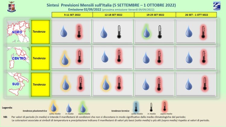 Meteo di SETTEMBRE 2022 previsioni Aeronautica Militare Meteo di SETTEMBRE 2022 previsioni Aeronautica Militare