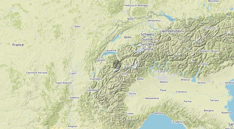 Terremoto V3 Monte Bianco (ITALIA, FRANCIA, SVIZZERA) – Magnitudo 3.3