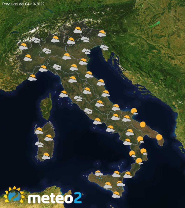 Meteo di domani: previsioni del tempo in Italia per il giorno 04-10-2022