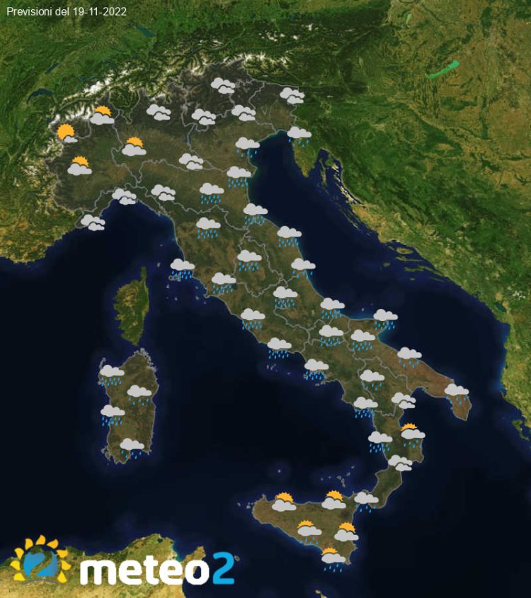 Meteo di domani: previsioni del tempo in Italia per il giorno 19-11-2022