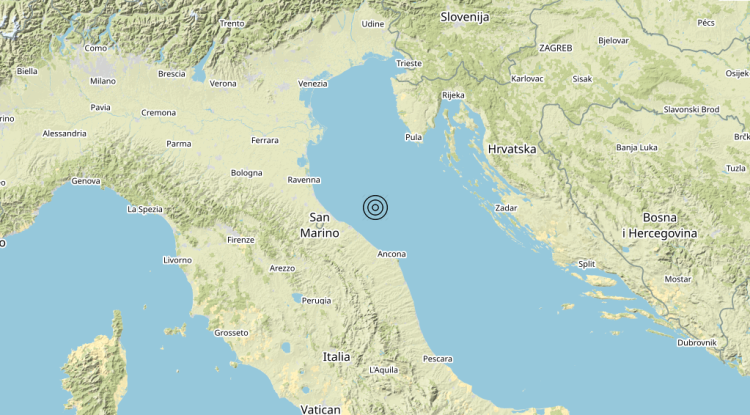 Terremoto Costa Marchigiana Pesarese (Pesaro-Urbino) – Magnitudo 3.1