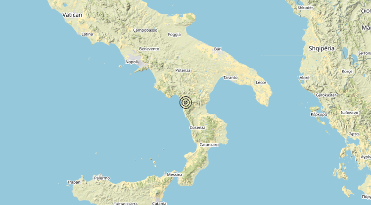Terremoto 2 km N Verbicaro (CS) – Magnitudo 3.0