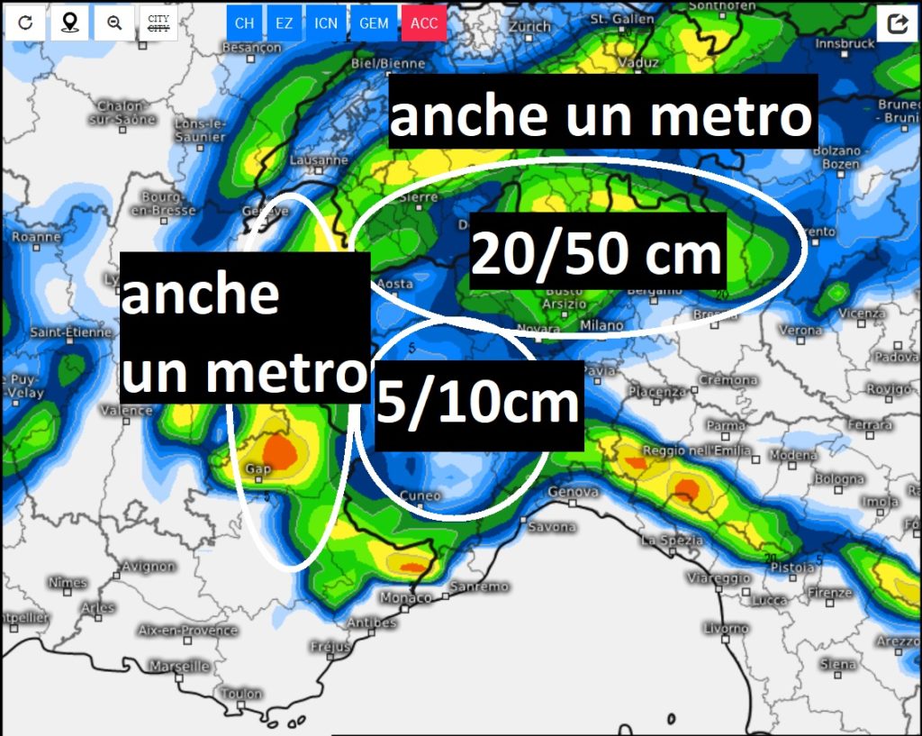 Il meteo neve