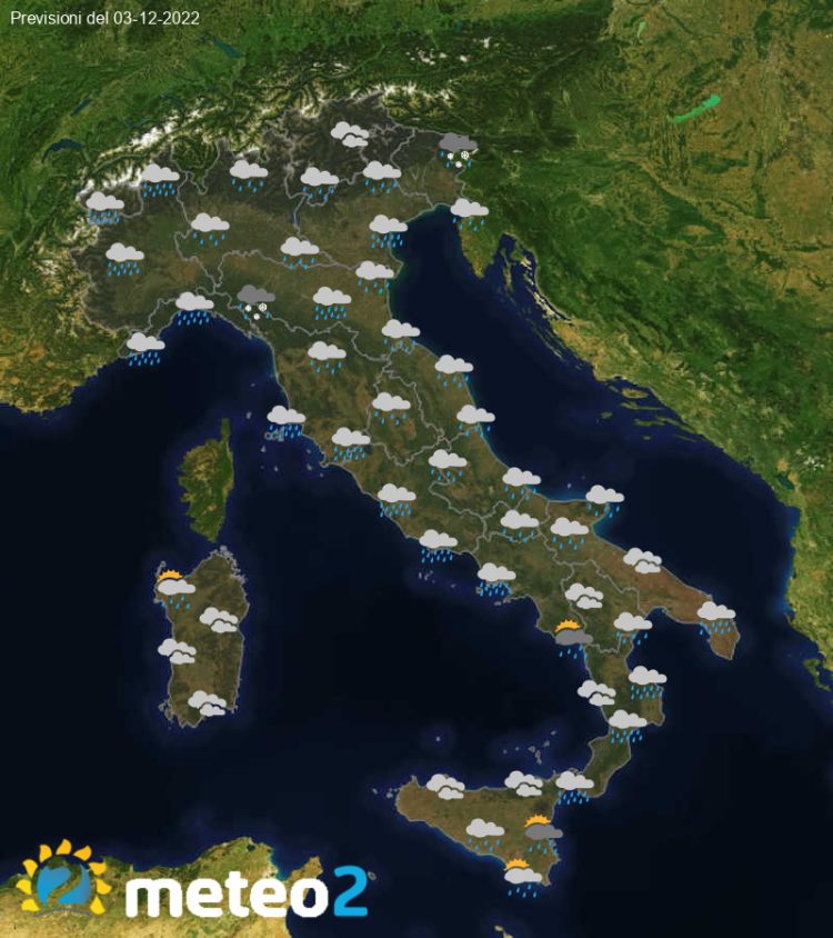 Meteo di domani: previsioni del tempo in Italia per il giorno 03-12-2022
