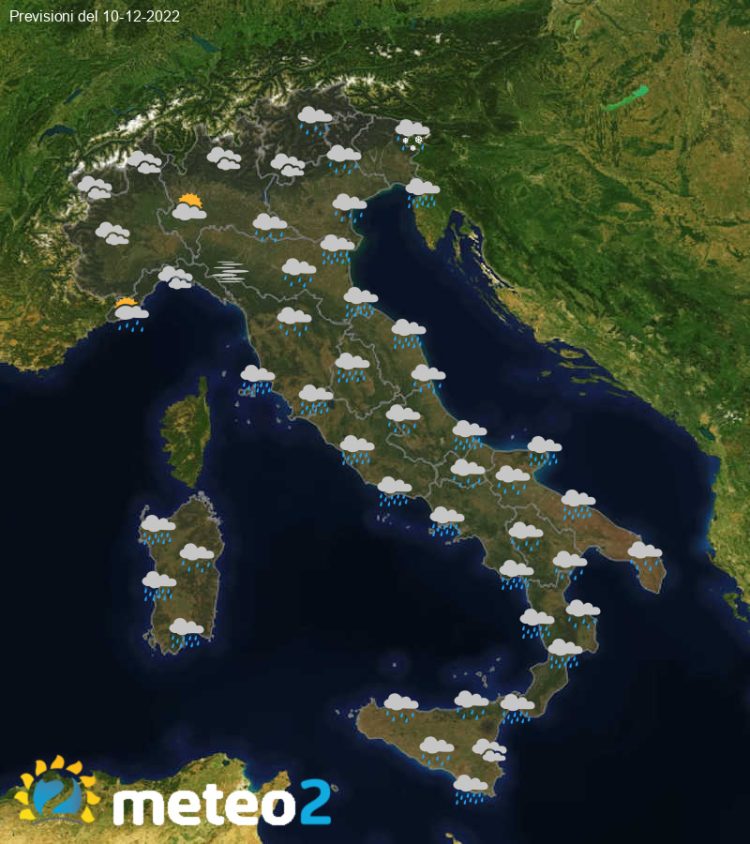 Meteo di domani: previsioni del tempo in Italia per il giorno 10-12-2022
