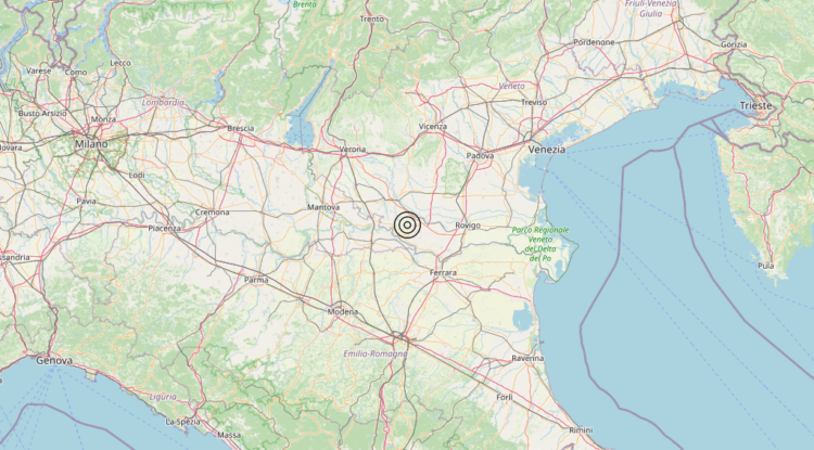Terremoto 1 km E Ceneselli (RO) – Magnitudo 4.2