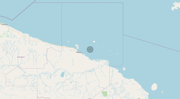 Terremoto Near north coast of New Guinea, Papua New Guinea [Sea: Papua New Guinea] – Magnitudo 6.4