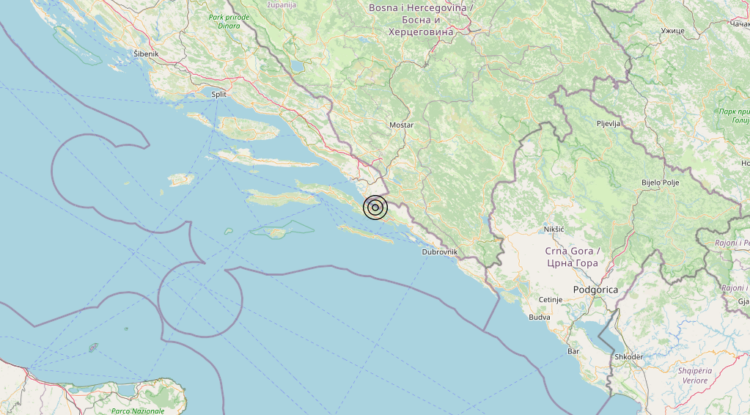 Terremoto Costa Croata meridionale (CROAZIA) – Magnitudo 3.7