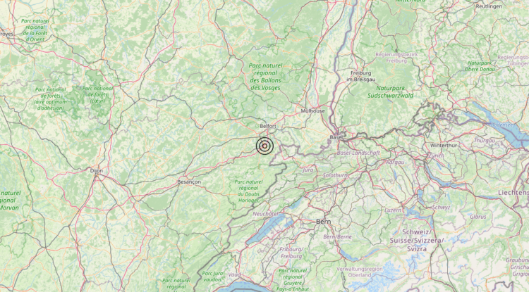 Terremoto Confine Svizzera-Francia (SVIZZERA, FRANCIA) – Magnitudo 3.0