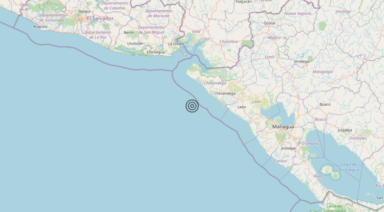Terremoto Near coast of Nicaragua [Sea: Nicaragua] – Magnitudo 5.8