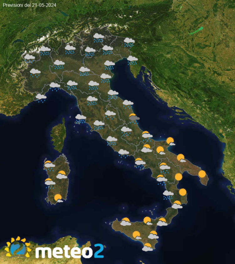 Meteo di domani: previsioni del tempo in Italia per il giorno 21-05-2024