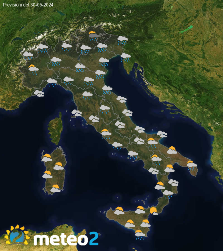 Meteo di domani: previsioni del tempo in Italia per il giorno 30-05-2024