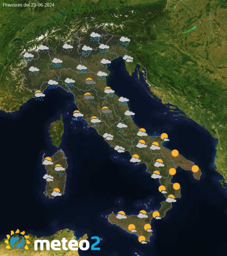 Meteo di domani: previsioni del tempo in Italia per il giorno 23-06-2024