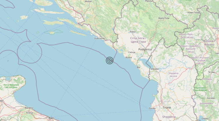 Terremoto Costa Montenegro (MONTENEGRO) – Magnitudo 3.0