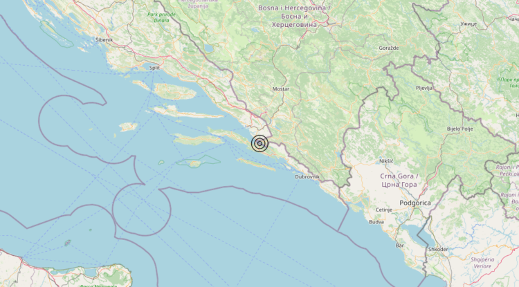 Terremoto Costa Croata meridionale (CROAZIA) – Magnitudo 3.3