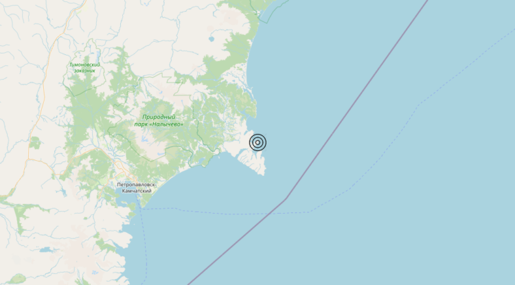 Terremoto Near east coast of Kamchatka Peninsula, Russia [Sea: Russia] – Magnitudo 6.1