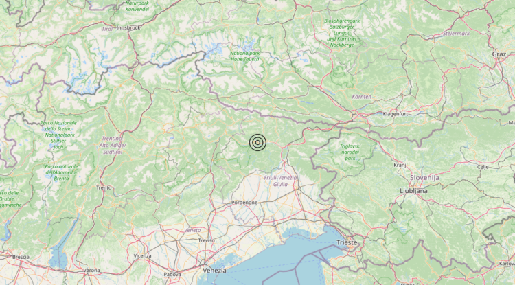 Terremoto 5 km NE Tramonti di Sopra (PN) – Magnitudo 3.0