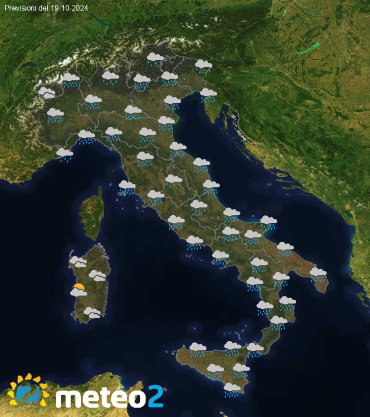 Meteo di domani: previsioni del tempo in Italia per il giorno 19-10-2024