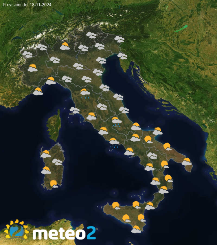 Meteo di domani: previsioni del tempo in Italia per il giorno 18-11-2024