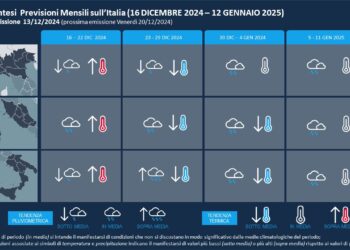 Meteo gennaio 2025: tendenza di Aeronautica Militare