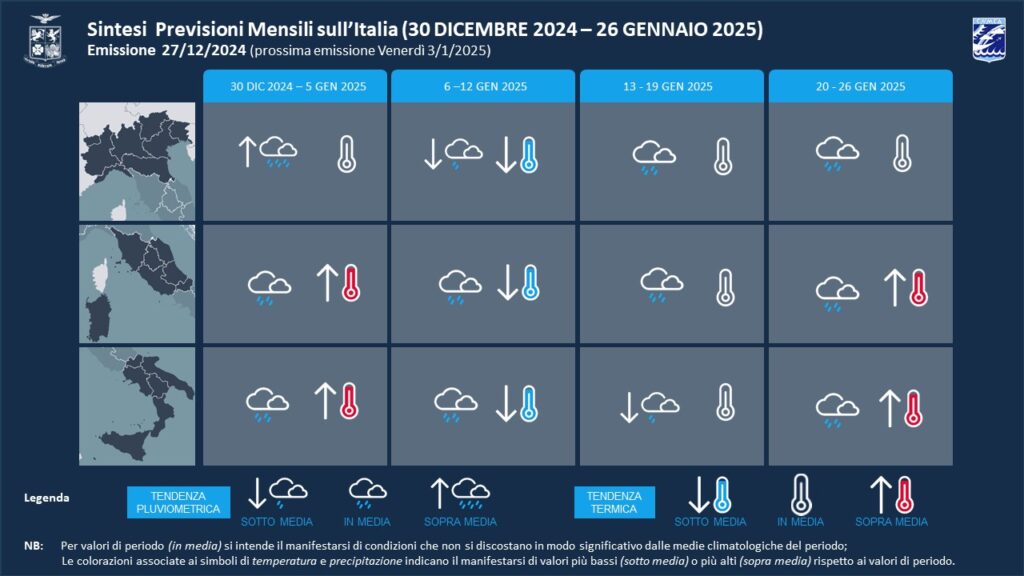 Meteoam: previsioni del tempo per Gennaio 2025