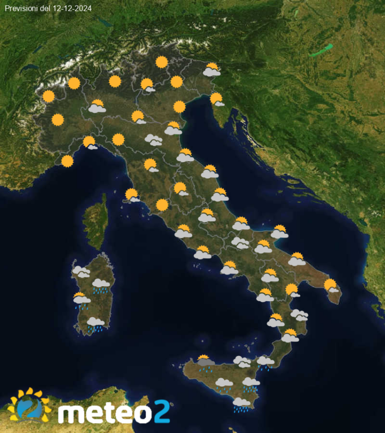 Meteo di domani: previsioni del tempo in Italia per il giorno 12-12-2024 Meteo di domani: previsioni del tempo in Italia per il giorno 12-12-2024