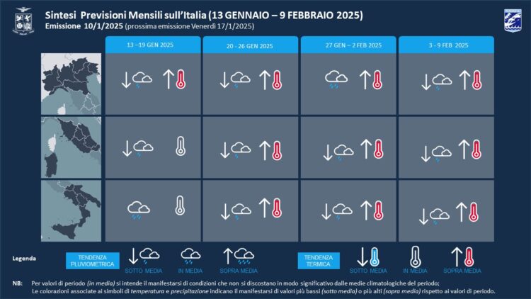 Il meteo: uno sguardo al mese di gennaio 2025. Previsioni